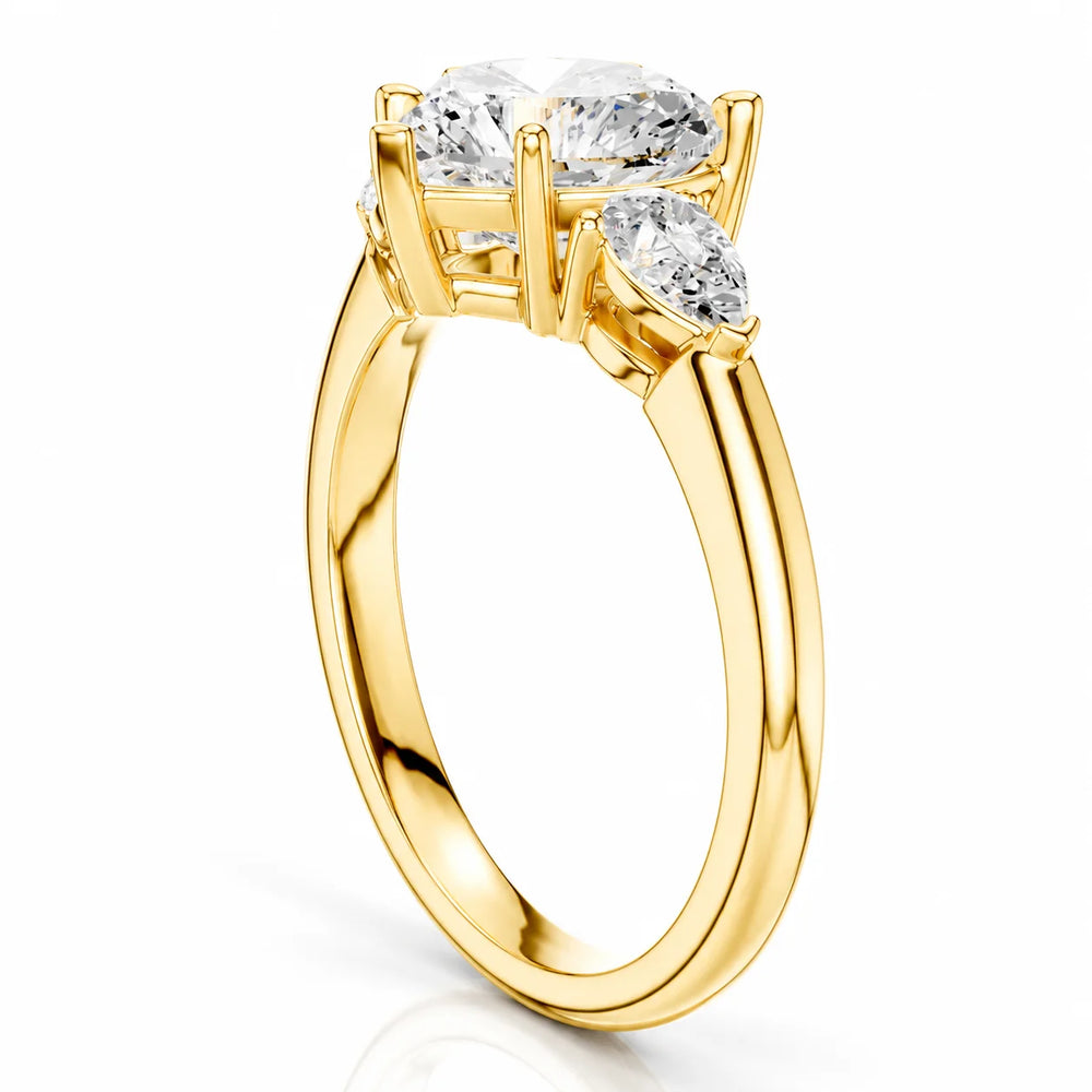 Designer Asscher Diamond Ring with Pear Side Stones