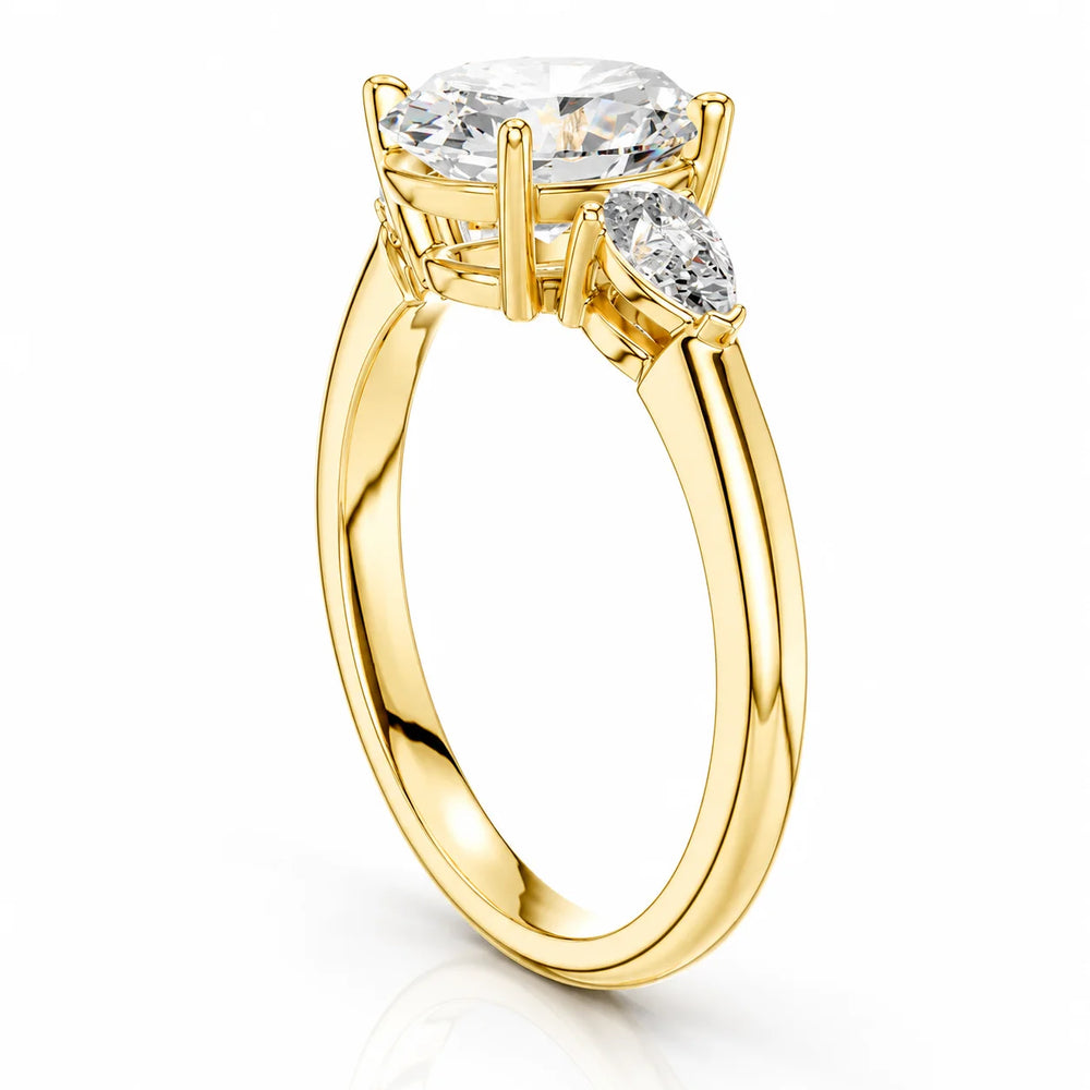 Designer Asscher Diamond Ring with Pear Side Stones
