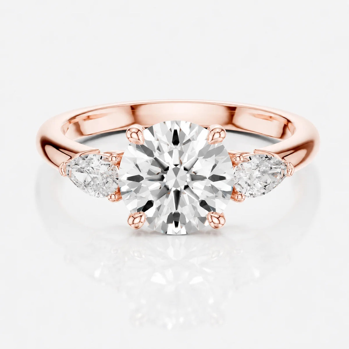 Designer Asscher Diamond Ring with Pear Side Stones
