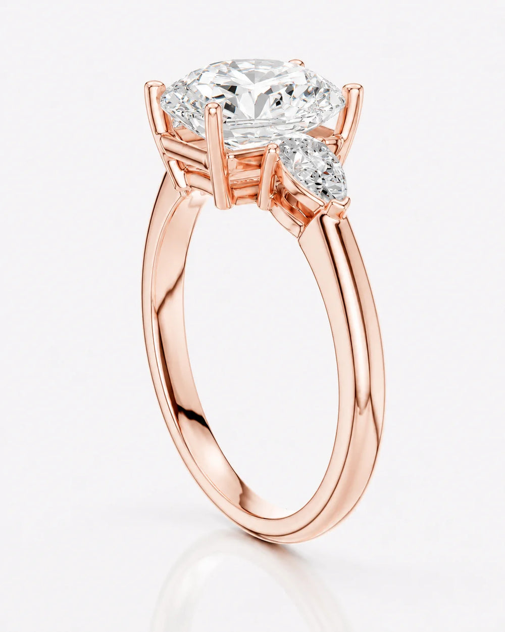 Designer Asscher Diamond Ring with Pear Side Stones
