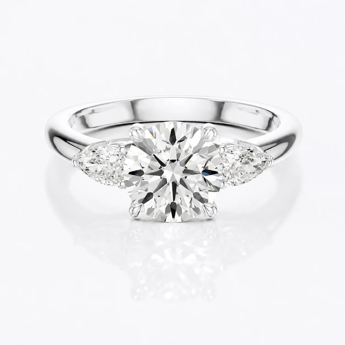 Designer Asscher Diamond Ring with Pear Side Stones