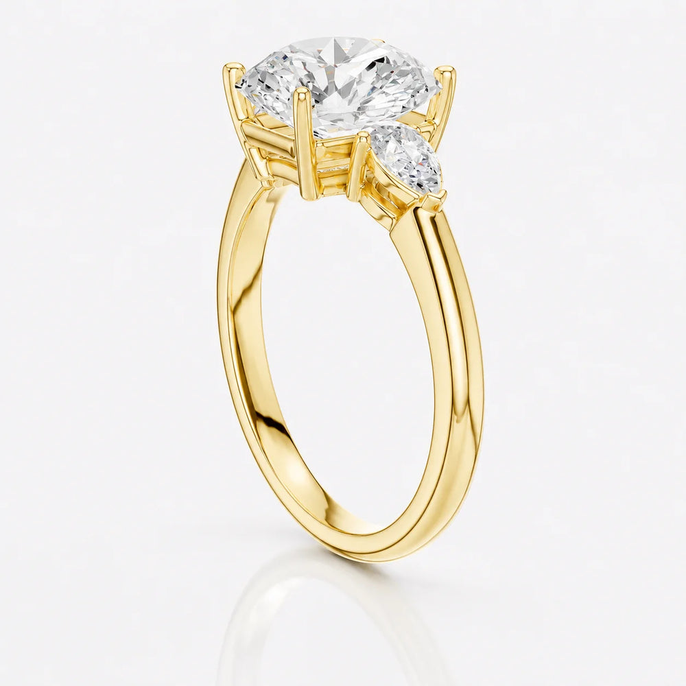 Designer Asscher Diamond Ring with Pear Side Stones