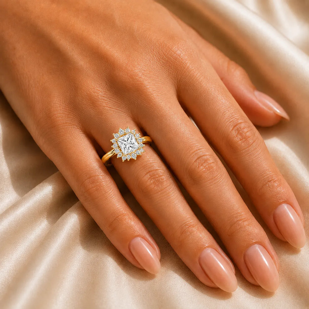 Divine Sparkle Halo Setting Wedding Ring
