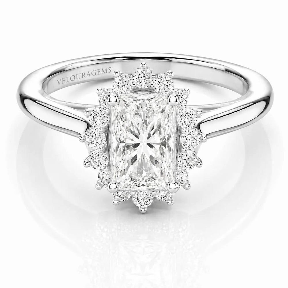 Divine Sparkle Halo Setting Wedding Ring – Round (925 Sterling Silver)