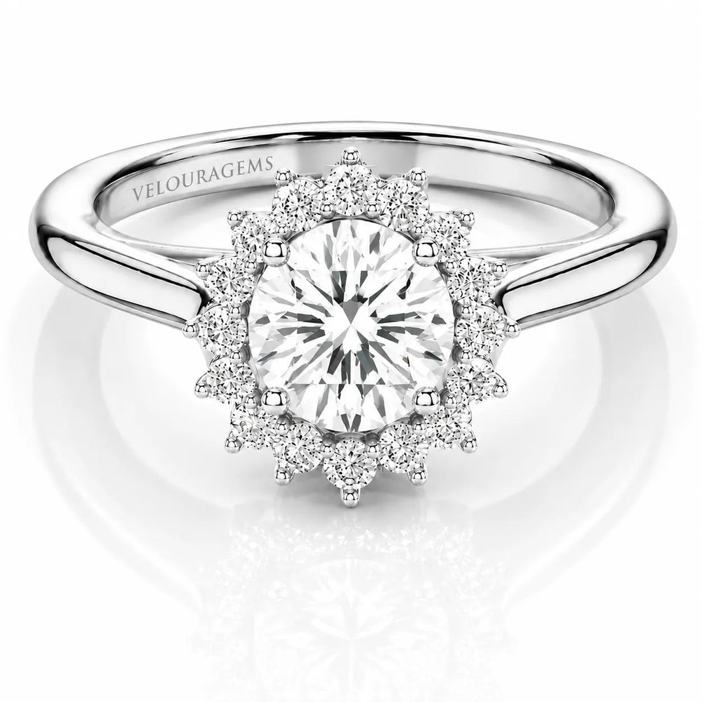 Divine Sparkle Halo Setting Wedding Ring – (925 Sterling Silver) – Round (925 Sterling Silver)