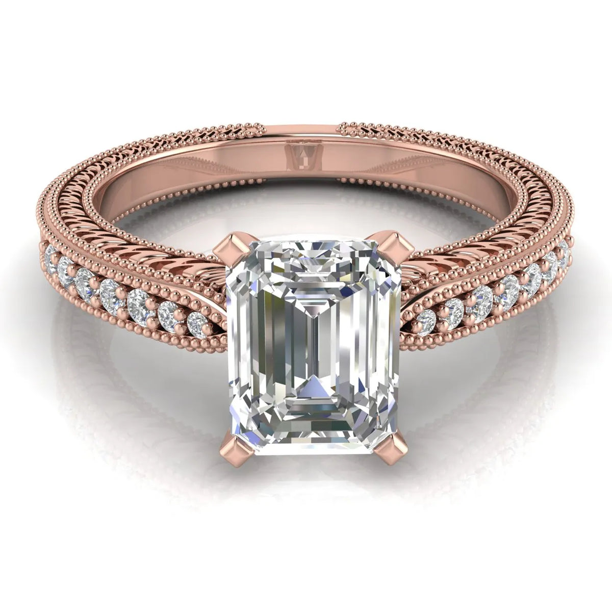 Vintage-Inspired Solitaire Ring with Accent Stones