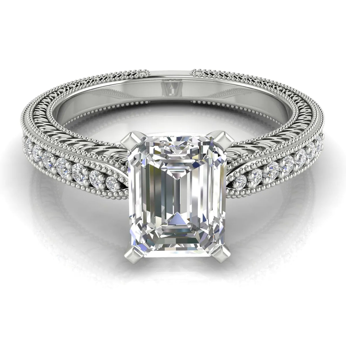 Vintage-Inspired Solitaire Ring with Accent Stones