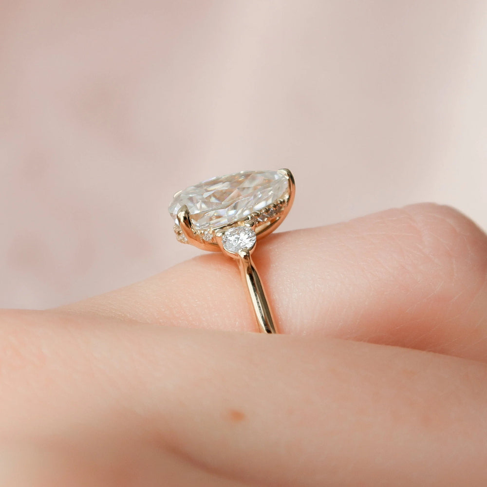 Elongated Pear Cut Labgrown Engagement Ring