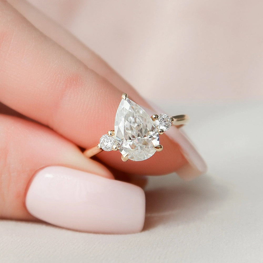 Elongated Pear Cut Labgrown Engagement Ring