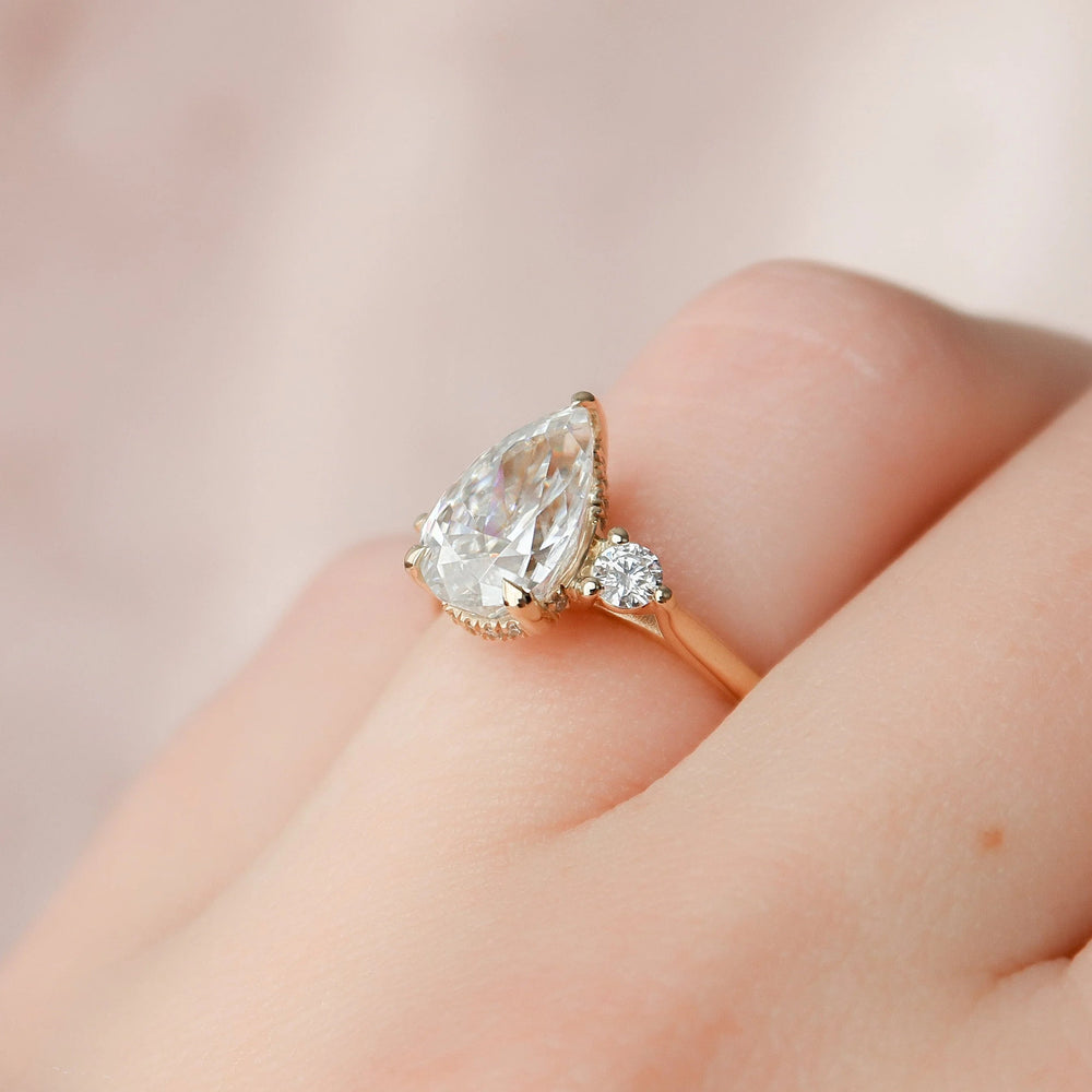 Elongated Pear Cut Labgrown Engagement Ring