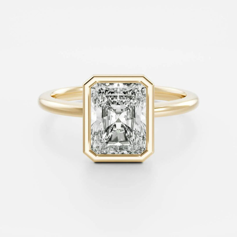 Bezel Set Emerald Cut Labgrown Engagement Ring