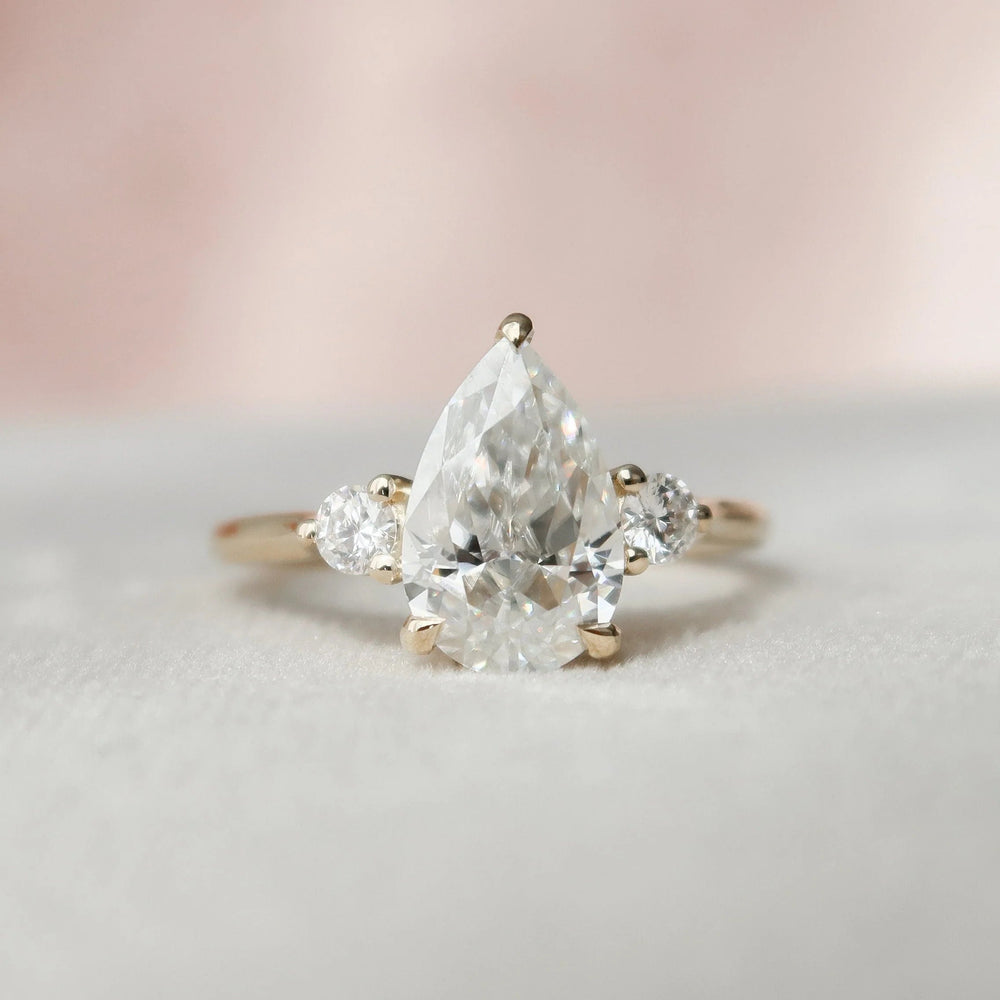 Elongated Pear Cut Labgrown Engagement Ring