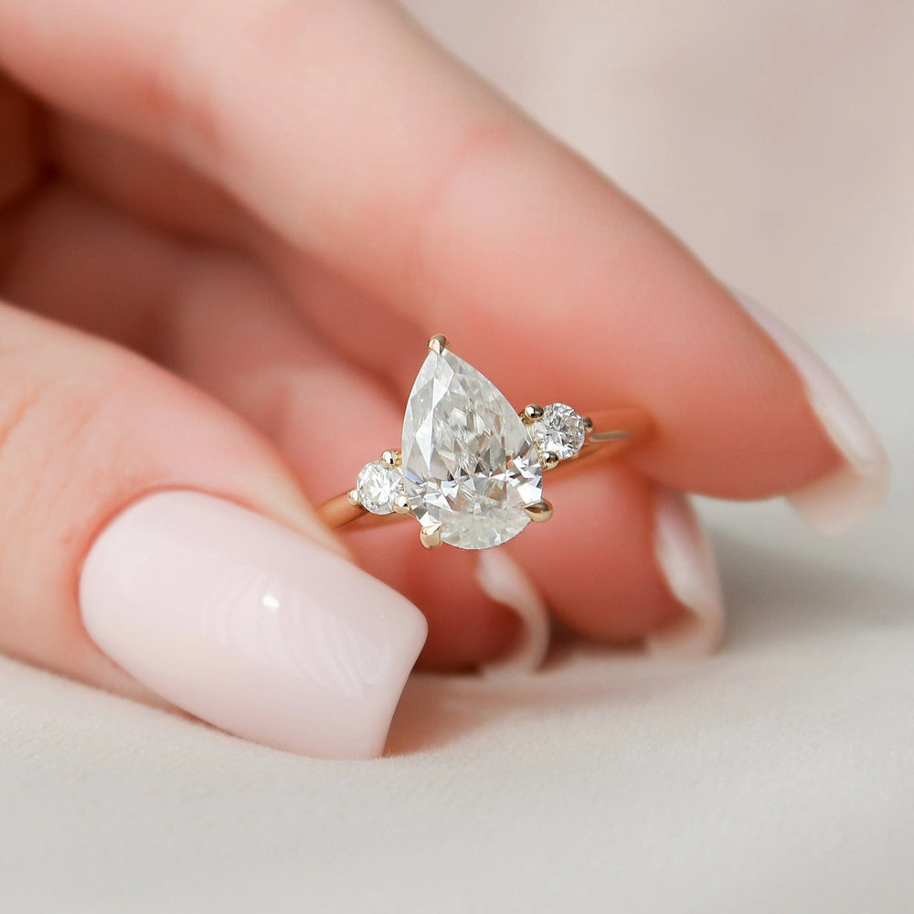 Elongated Pear Cut Labgrown Engagement Ring