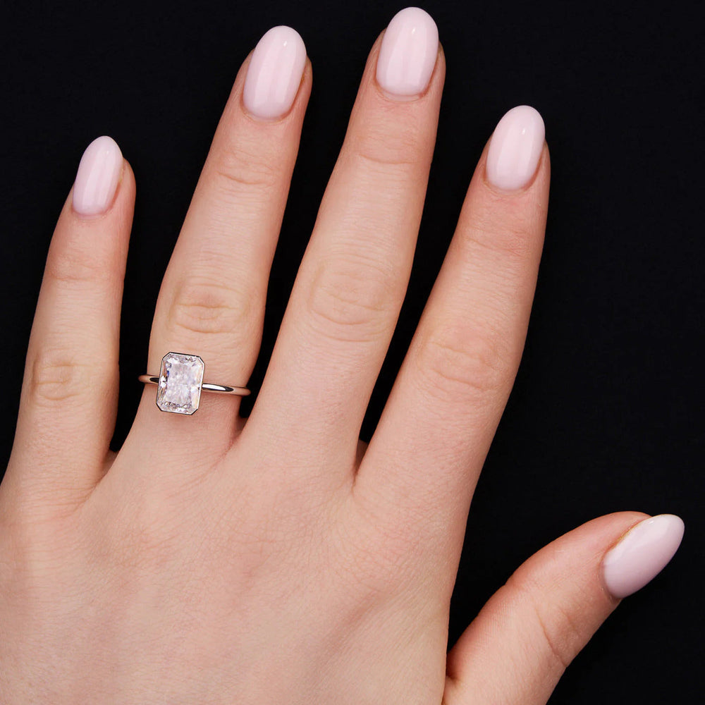 Bezel Set Emerald Cut Labgrown Engagement Ring