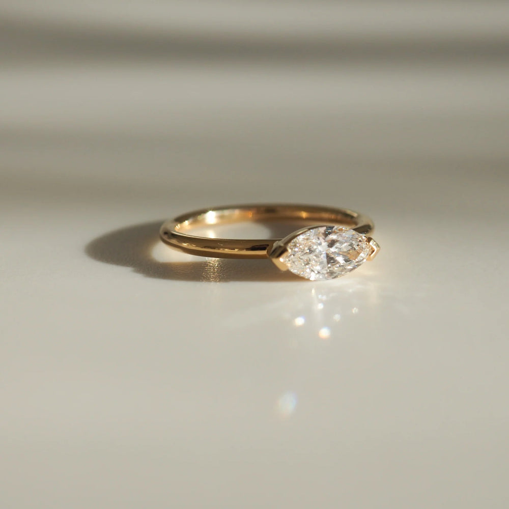 Bezel Set Marquise Cut Labgrown Engagement Ring