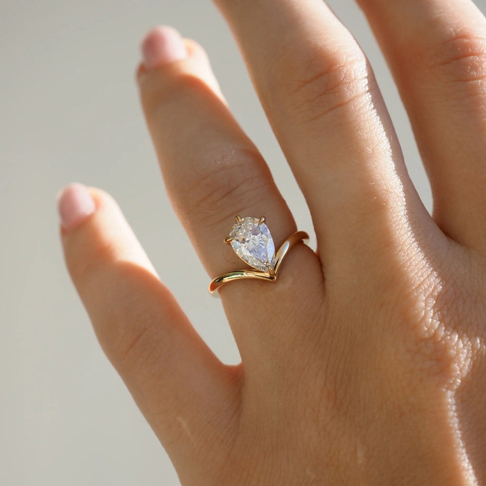 Elongated Pear Cut Labgrown Engagement Ring