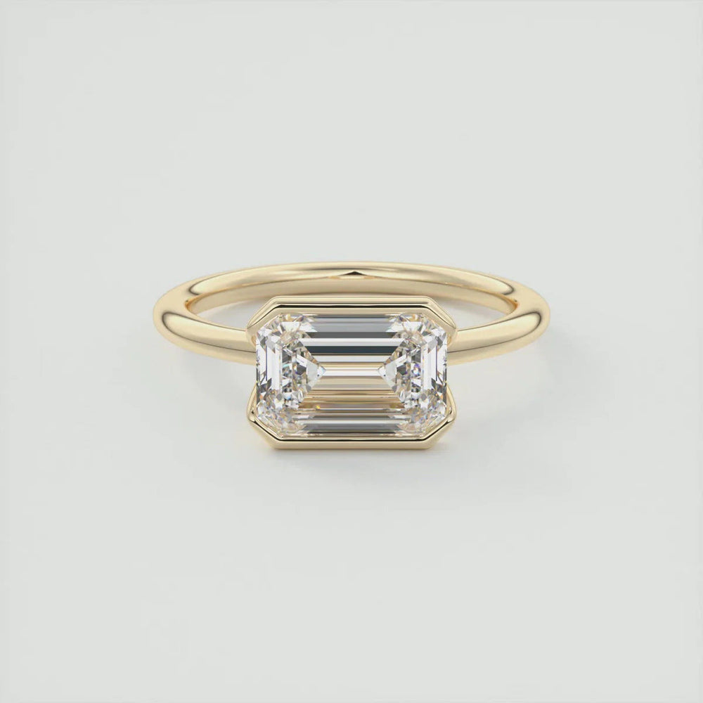 Bezel Set Emerald Cut Labgrown Engagement Ring