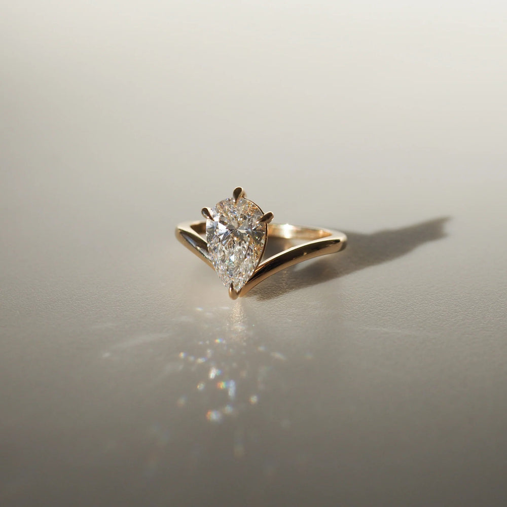 Elongated Pear Cut Labgrown Engagement Ring