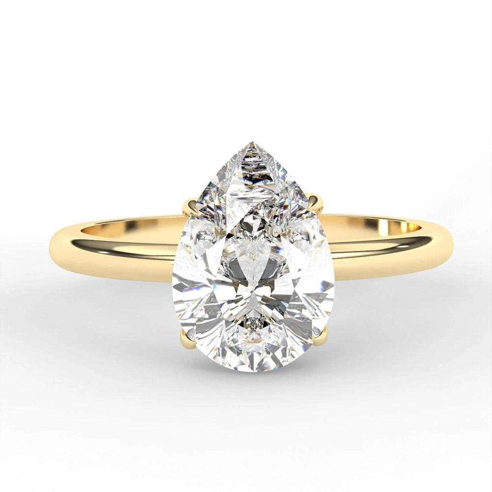 Pear Cut Labgrown Engagement Ring Anniversary Gift Hidden Halo Ring