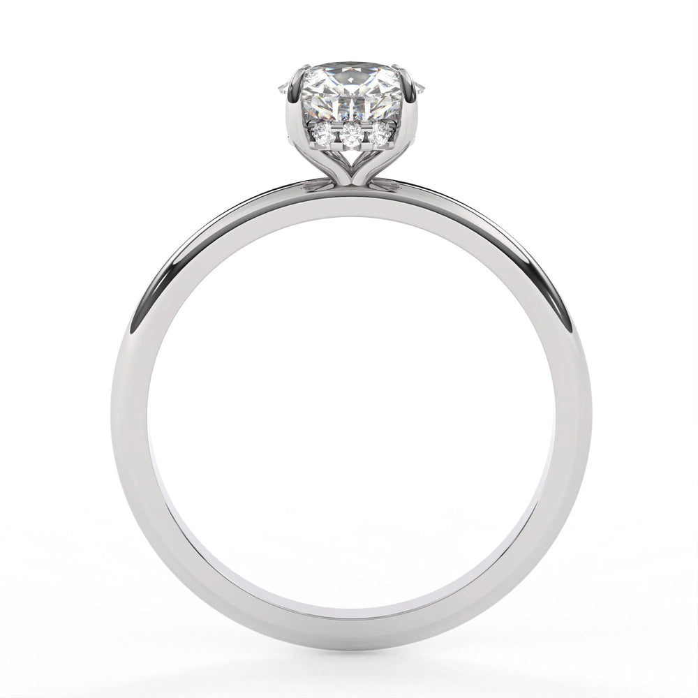 Pear Cut Labgrown Engagement Ring Anniversary Gift Hidden Halo Ring