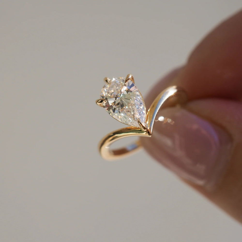 Elongated Pear Cut Labgrown Engagement Ring
