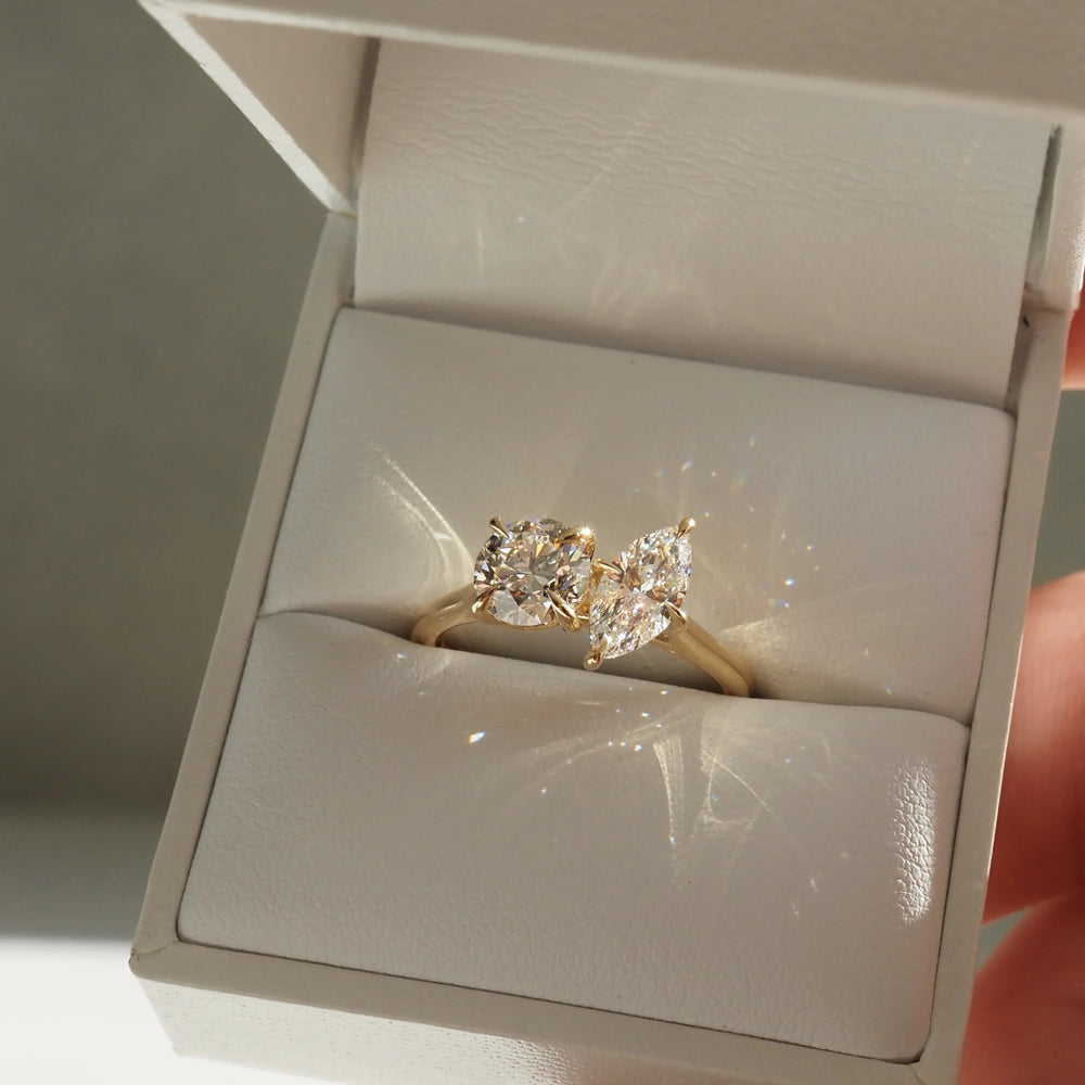 Toi Et Moi Round & Marquise Cut Labgrown Engagement Ring