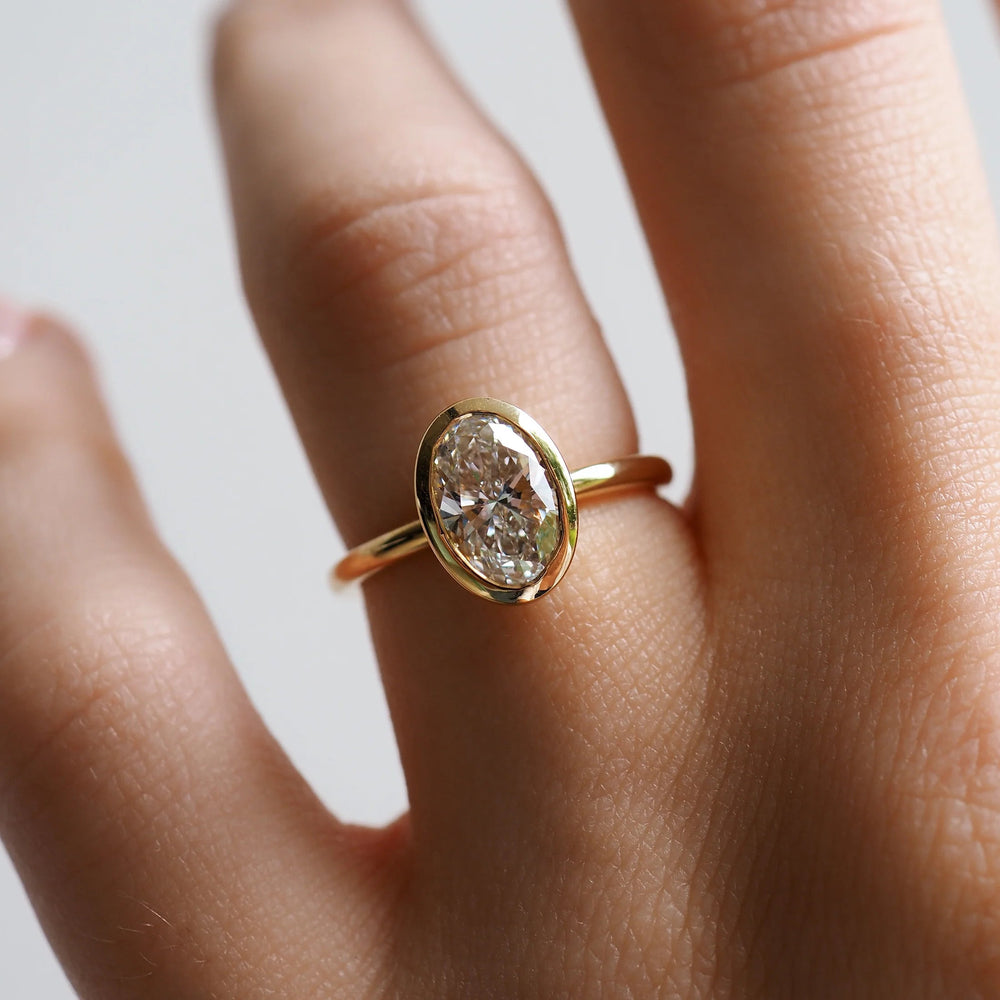 Bezel Set Oval Cut Labgrown Engagement Ring