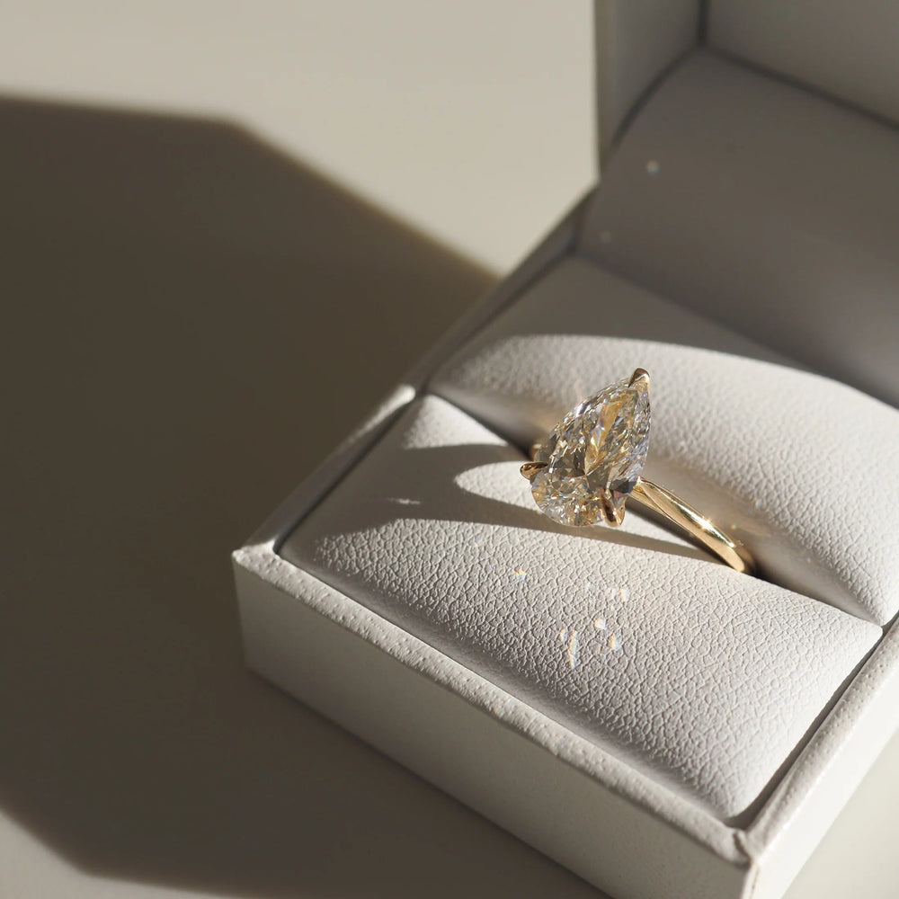 Elongated Pear Cut Labgrown Engagement Ring