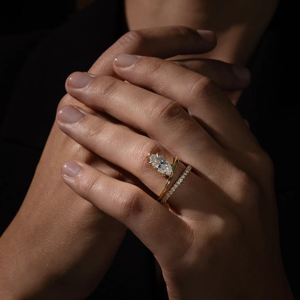 Double Band Marquise Cut Labgrown Engagement Ring