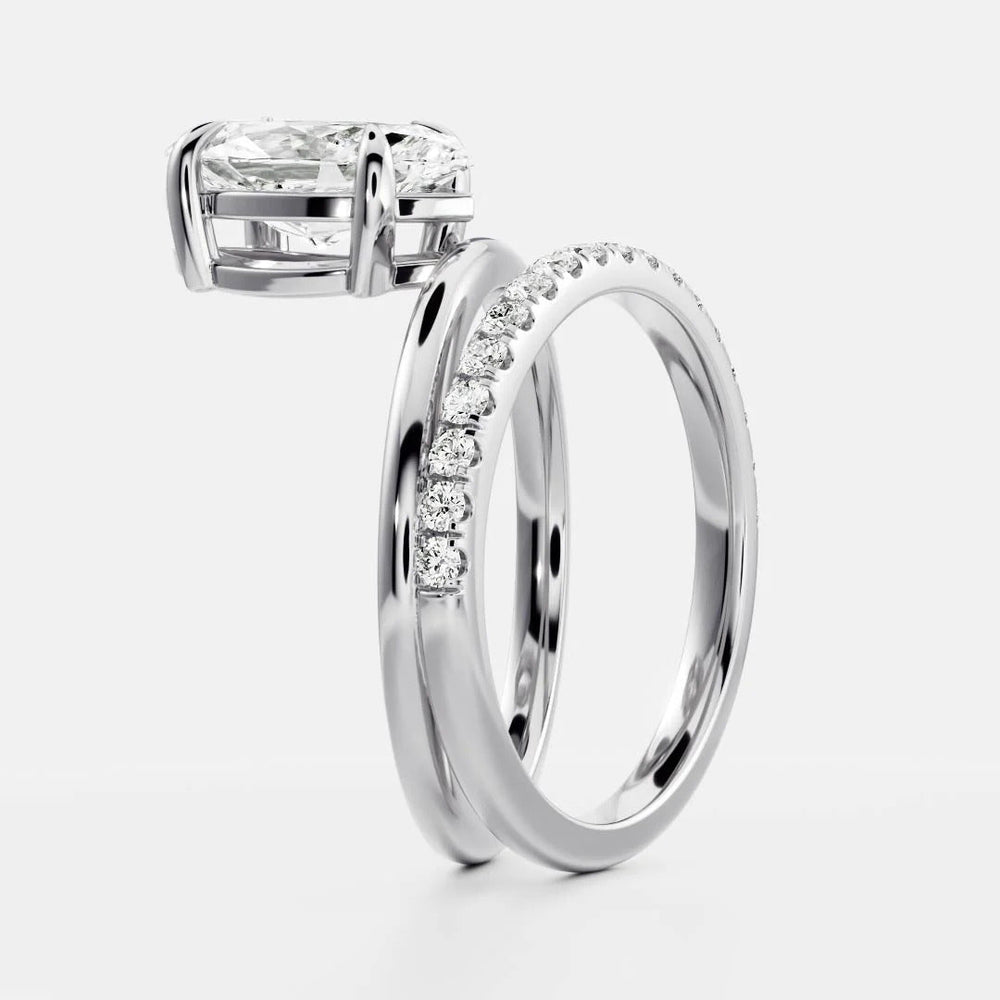 Double Band Marquise Cut Labgrown Engagement Ring