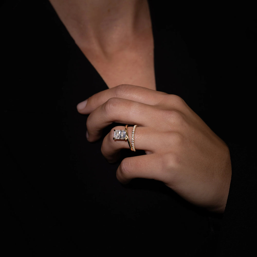 Double Band Radiant Cut Labgrown Engagement Ring