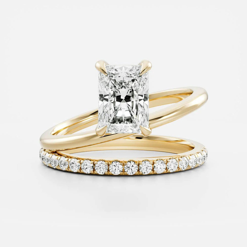 Double Band Radiant Cut Labgrown Engagement Ring