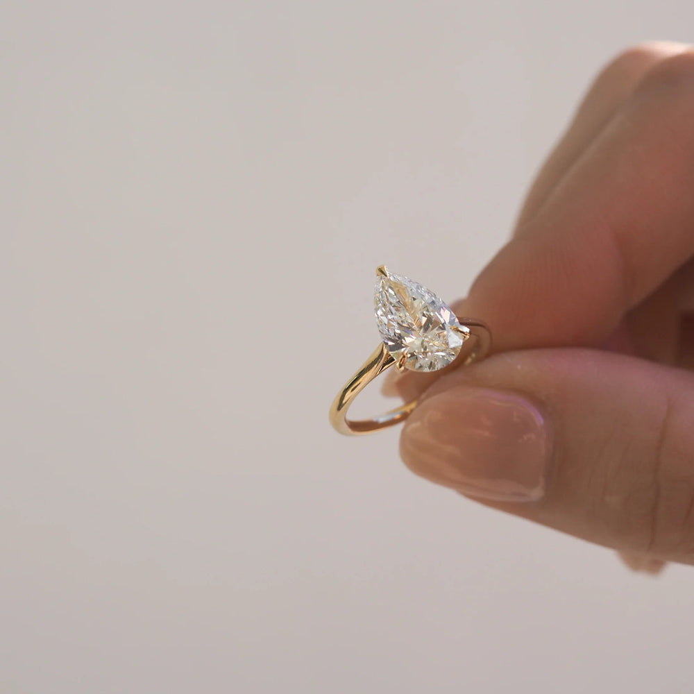 Elongated Pear Cut Labgrown Engagement Ring