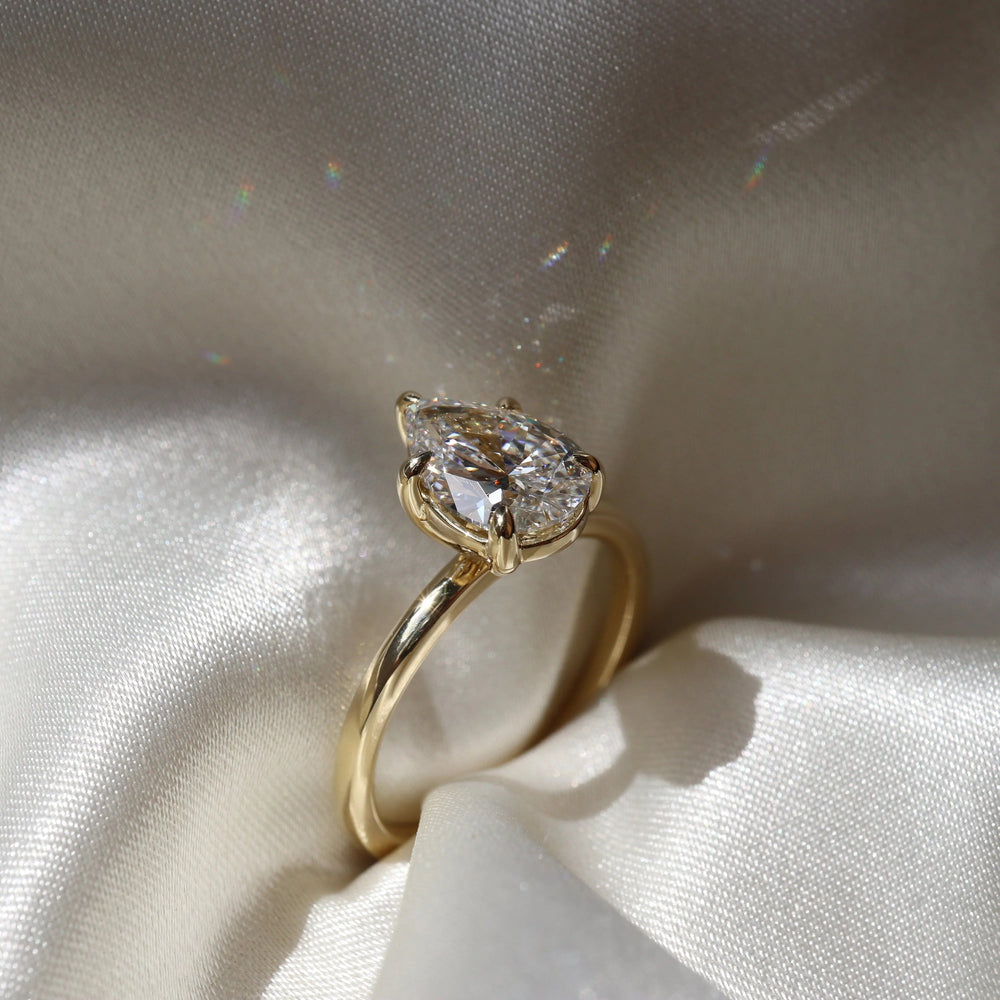 Elongated Pear Cut Labgrown Engagement Ring