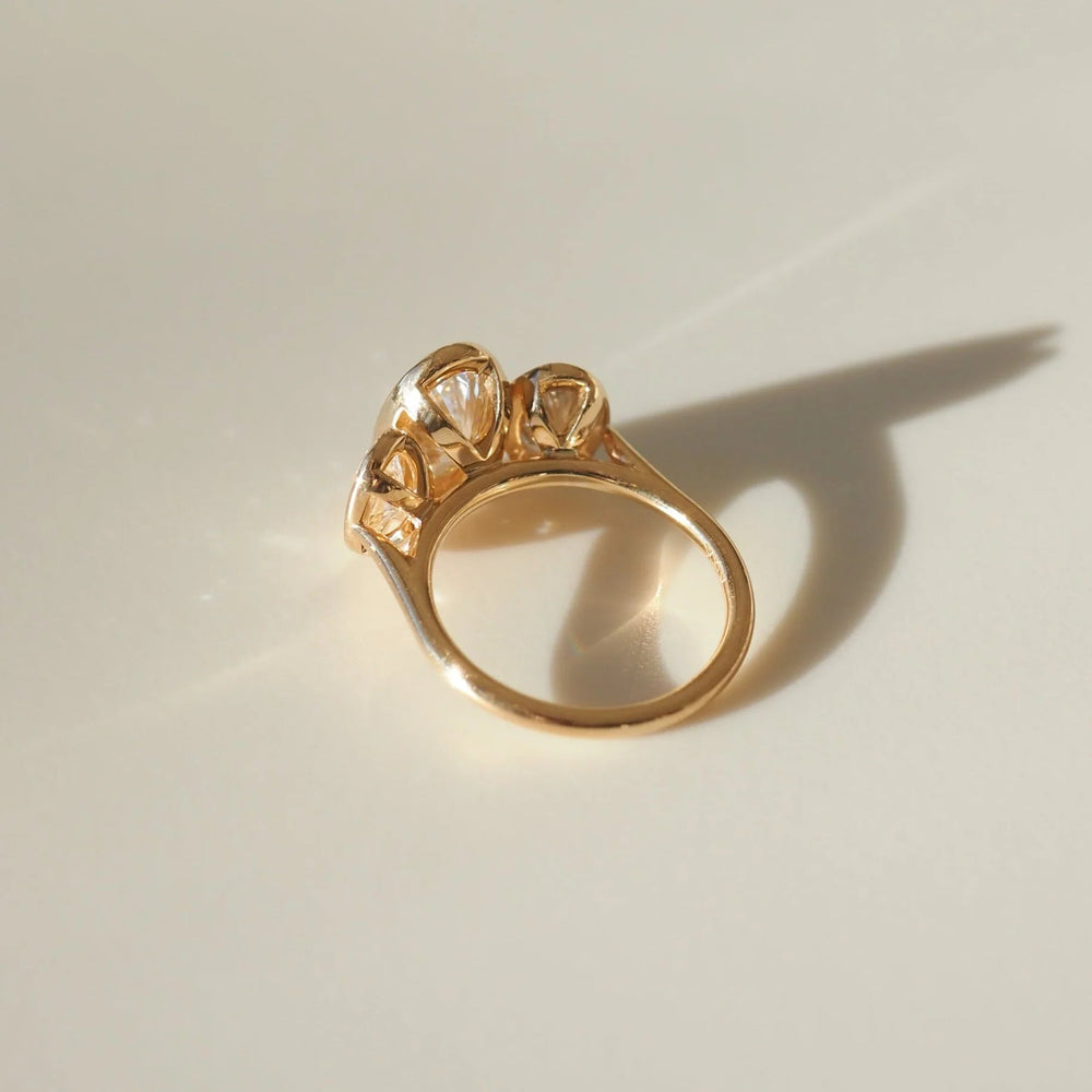 Bezel Set Three Stone Oval Cut Labgrown Engagement Ring