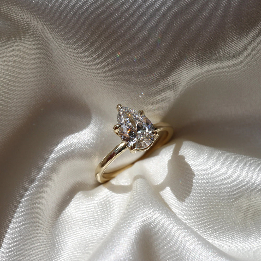 Elongated Pear Cut Labgrown Engagement Ring