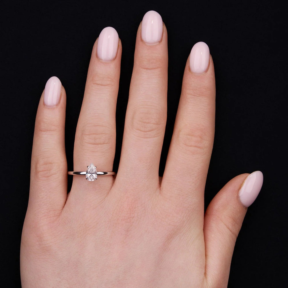 Elongated Pear Cut Labgrown Engagement Ring