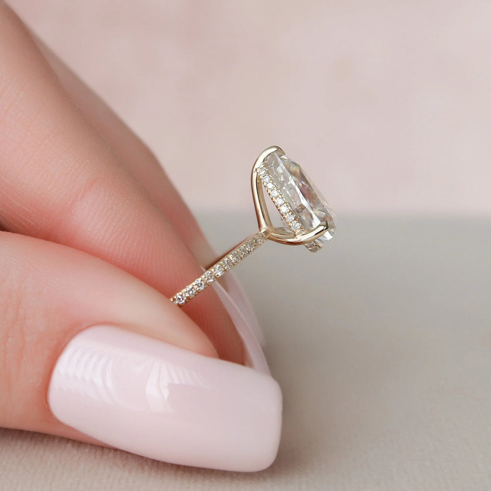 Elongated Pear Cut Labgrown Engagement Ring