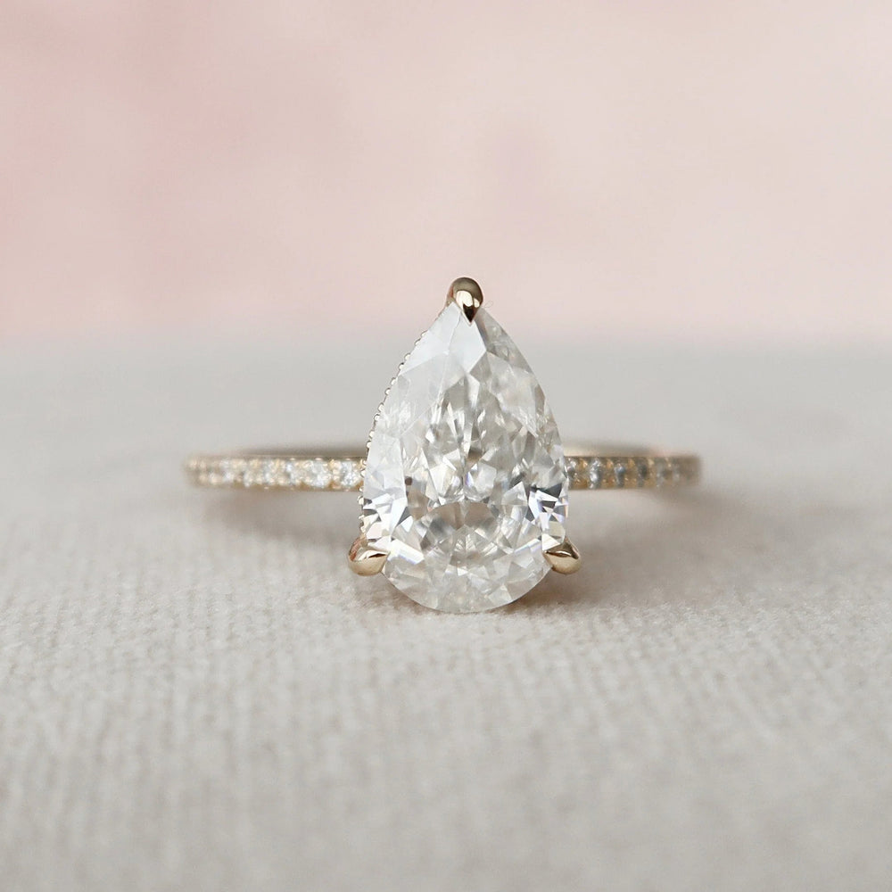Elongated Pear Cut Labgrown Engagement Ring