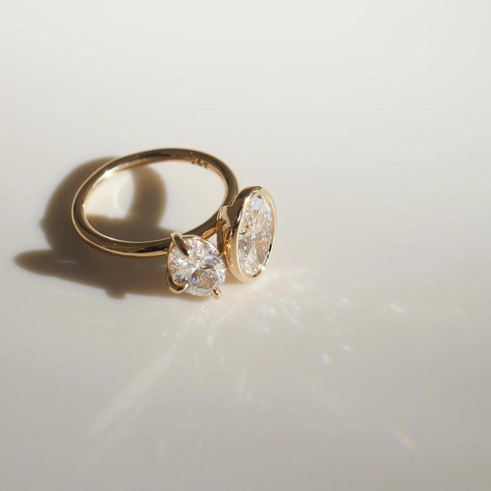 Two Stone Oval Cut Labgrown Engagement Ring