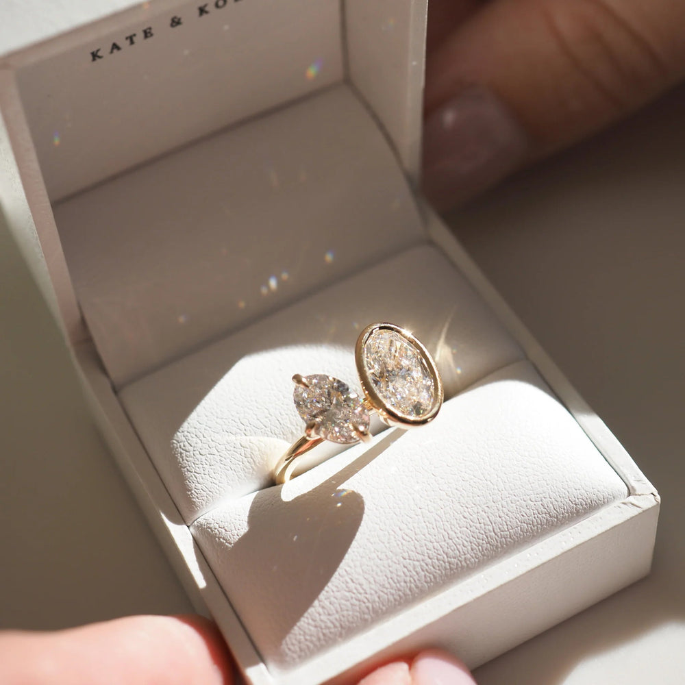 Two Stone Oval Cut Labgrown Engagement Ring