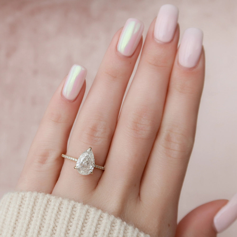 Elongated Pear Cut Labgrown Engagement Ring
