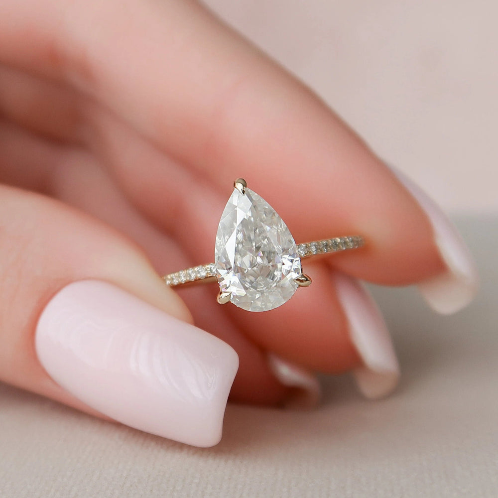 Elongated Pear Cut Labgrown Engagement Ring