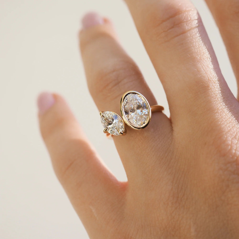 Two Stone Oval Cut Labgrown Engagement Ring
