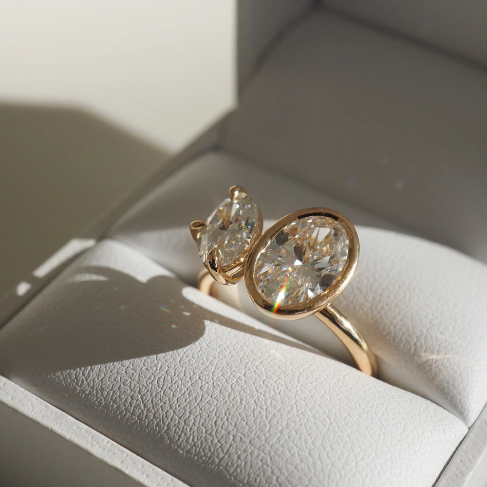 Two Stone Oval Cut Labgrown Engagement Ring
