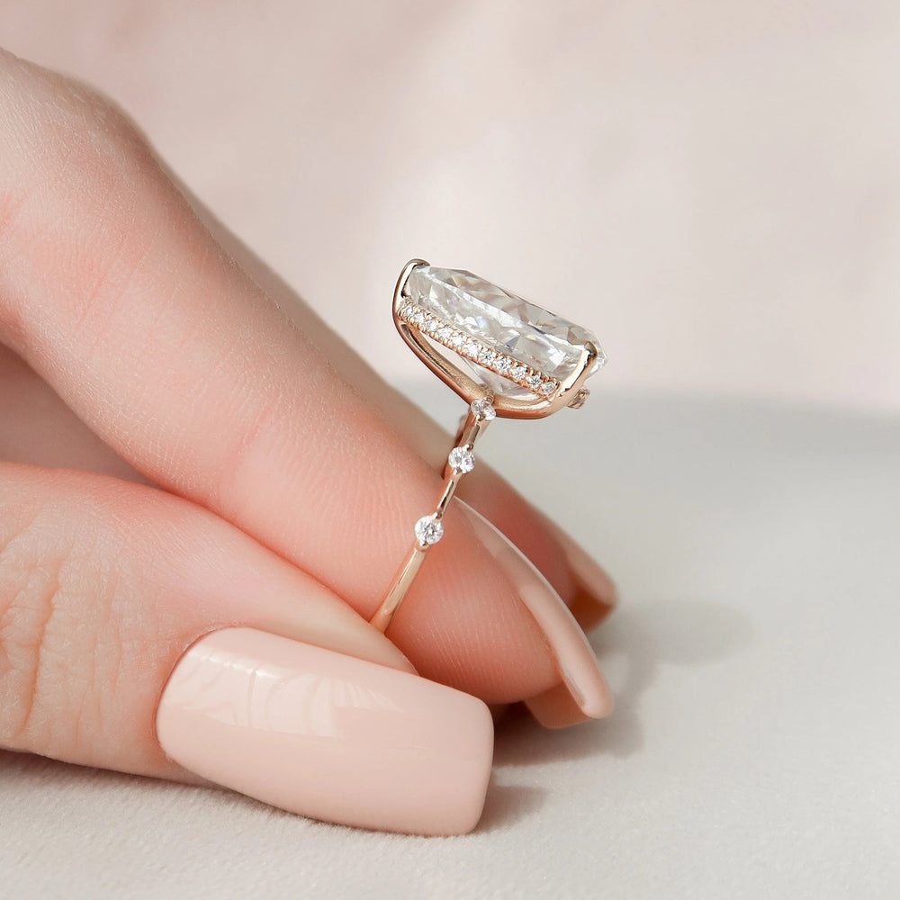Elongated Pear Cut Labgrown Engagement Ring