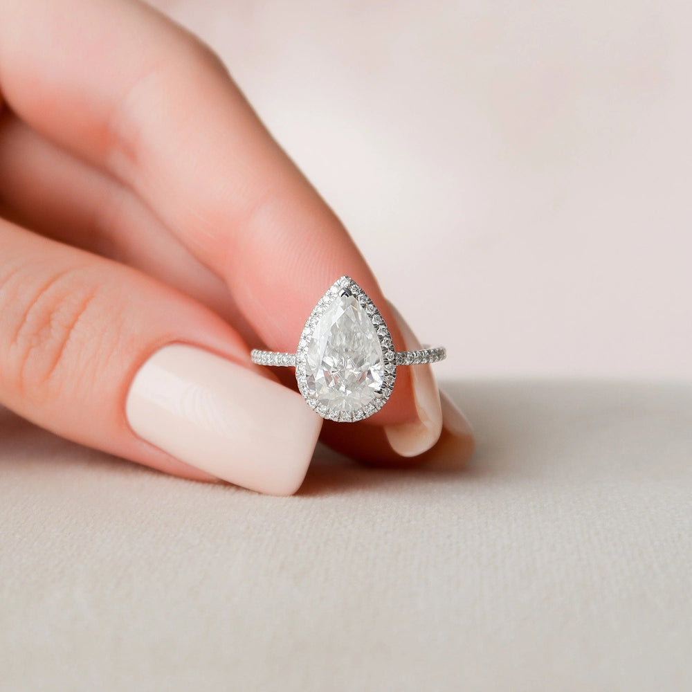 Elongated Pear Cut Labgrown Engagement Ring