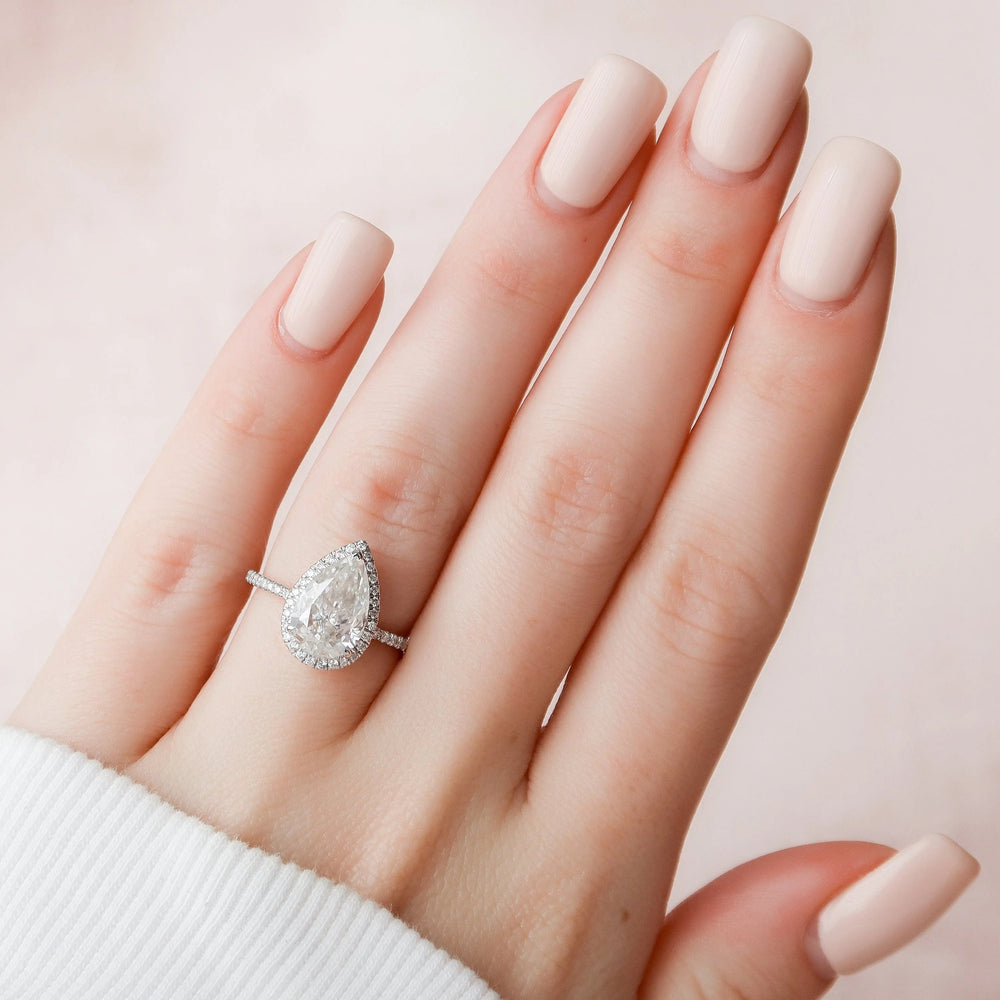 Elongated Pear Cut Labgrown Engagement Ring