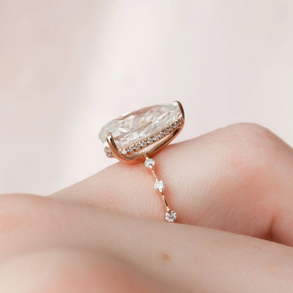 Elongated Pear Cut Labgrown Engagement Ring