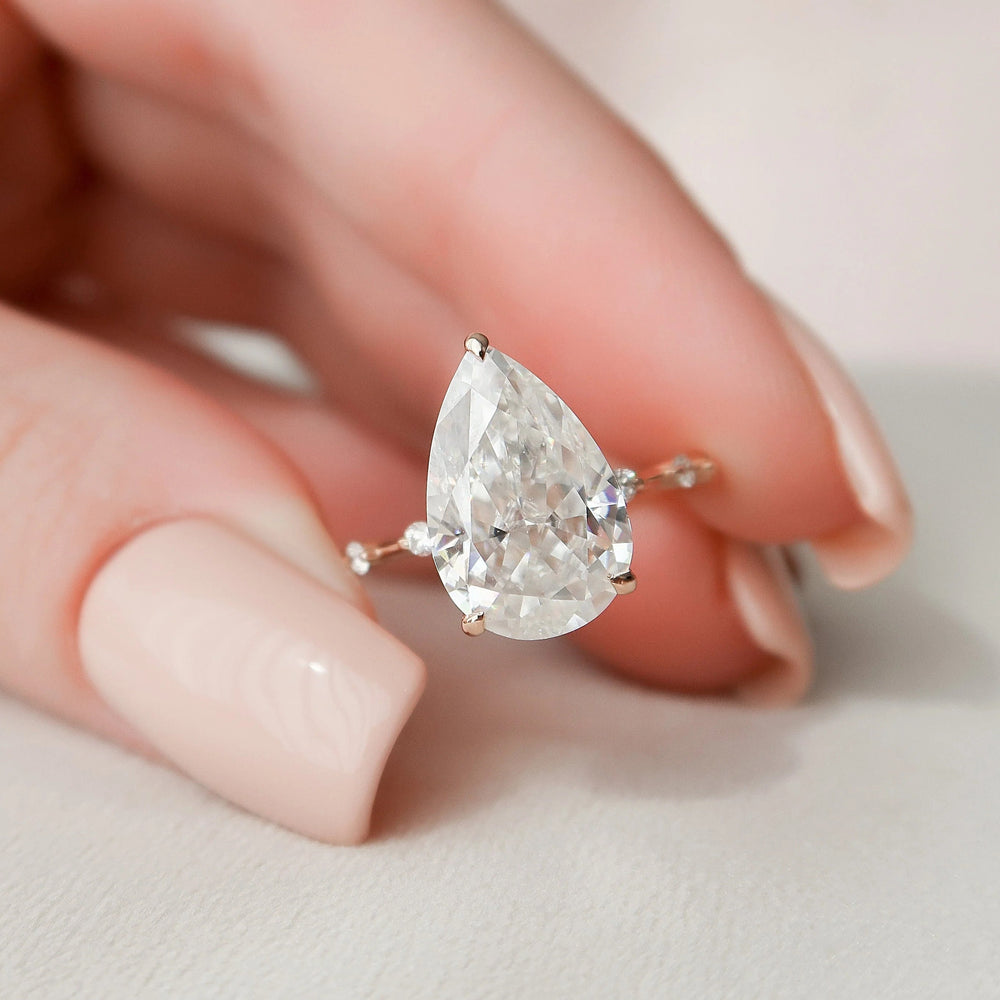 Elongated Pear Cut Labgrown Engagement Ring